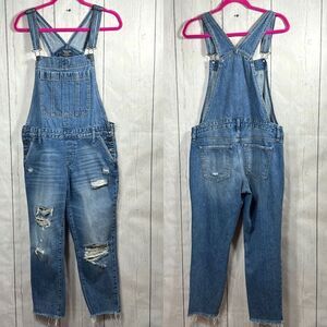 Abercrombie & Fitch Distressed Denim Overalls Womens S Vintage Casual Cool Y2K